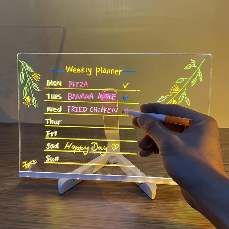 🎨 50 % DE RÉDUCTION ! ✨ TABLETTE À DESSIN LUMINEUSE - Surface phosphorescente réutilisable, support ajustable pour les dessins et l'écriture des enfants, fonctionne sur piles avec stylet inclus 🖍️💡