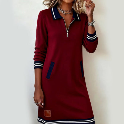 👗Robe à col et manches longues pour femme