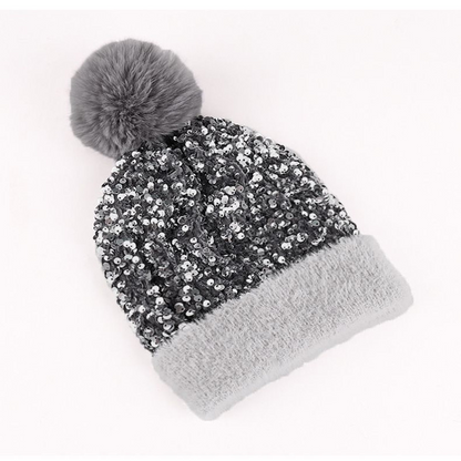 ⏳Spécial à durée limitée⏰Bonnet d'hiver à pompon et paillettes scintillantes👒