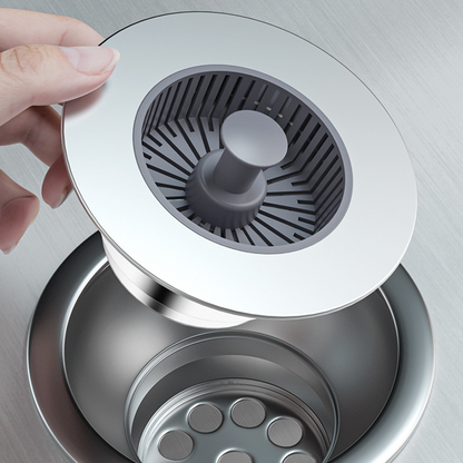 Bouchon de vidange d'évier escamotable avec crépine intégrée – vidange rapide et nettoyage facilité
