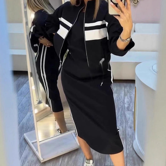 💖 Ensemble veste et robe à col montant pour femme