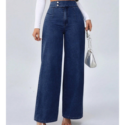📢📢60 % de réduction !! ⏰Jean taille haute à jambes larges pour femme