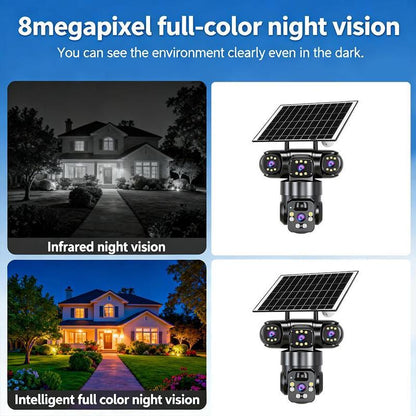 📹 50% DE RÉDUCTION! ☀️ Caméra de surveillance Wi-Fi 6K 9 MP pour l'extérieur | Zoom 10x, 3 objectifs, PTZ 360° | Indice de protection IP66, vision nocturne couleur, audio bidirectionnel, suivi de mouvement