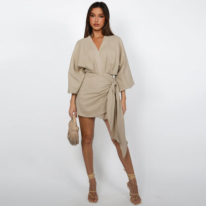 Robe portefeuille à col en V pour femmes