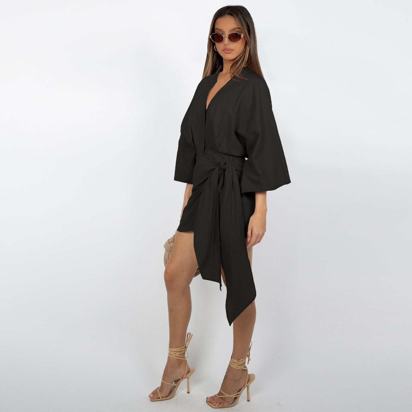 Robe portefeuille à col en V pour femmes