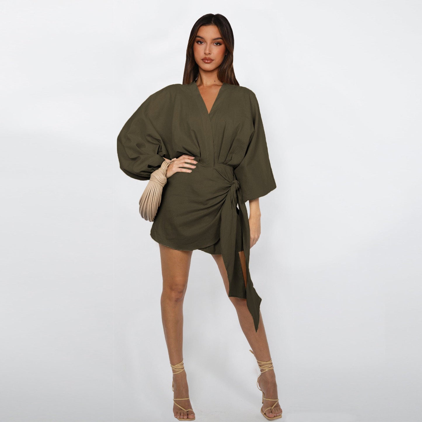 Robe portefeuille à col en V pour femmes