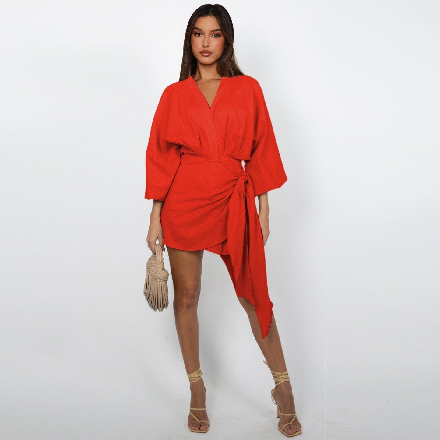 Robe portefeuille à col en V pour femmes