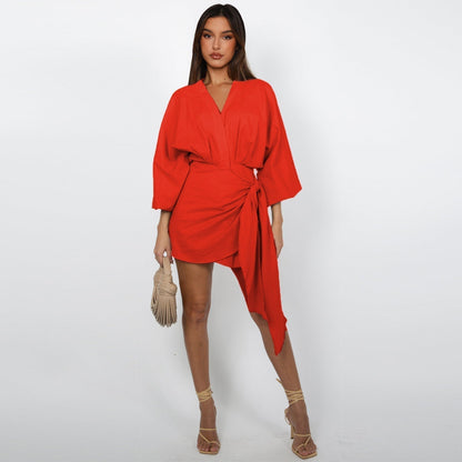Robe portefeuille à col en V pour femmes