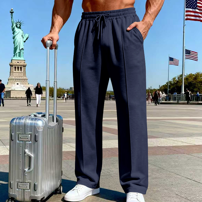 📢📢40 % DE RÉDUCTION !! ⏰Pantalon droit pour homme à taille élastique avec cordon de serrage