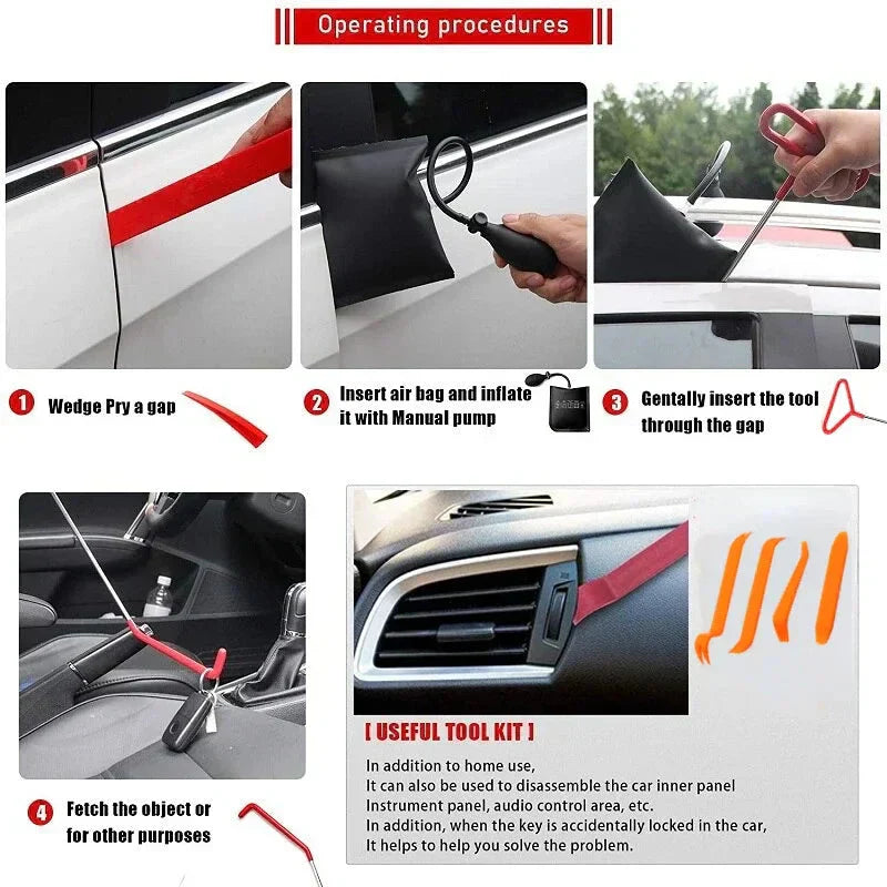 💎 Kit Outils Auto Pro – -50% de réduction : Pince 170 cm, Airbag et Cales anti-rayures pour Urgences