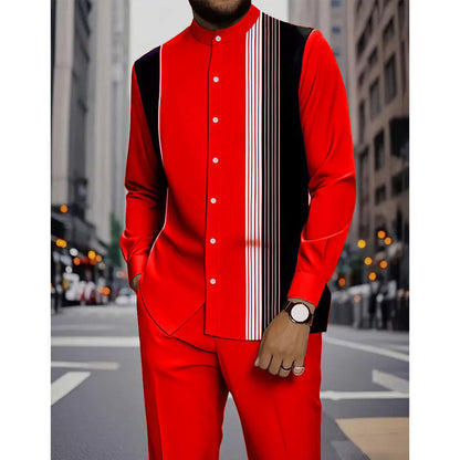 📢📢36 % de réduction !! ⏰Ensemble 2 pièces homme chemise rayée et pantalon – style sans effort