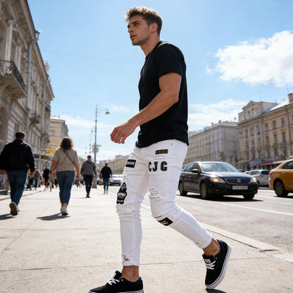 👖 50% DE RÉDUCTION! 🔥 Jean Slim Déchiré pour Homme – Coupe Moderne, Détails Déchirés & Look Tendance 💙
