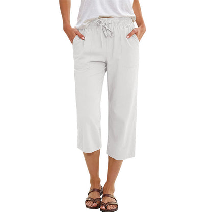 👖 50% DE RÉDUCTION! 🌸 Pantalon Court pour Femme en Mélange Coton-Lin – Léger, Respirant & Parfait Pour Un Look Décontracté En Été ☀️