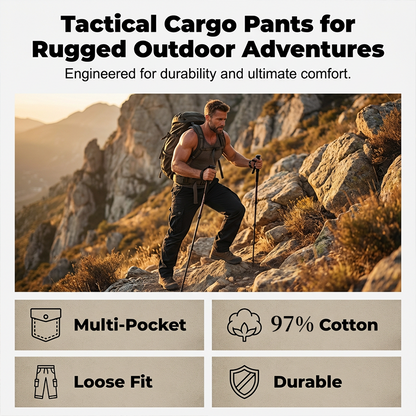 🪖 PROMO LIMITÉE 50% DE RÉDUCTION ! 🏕️ Pantalon Cargo Tactique – Multi-Poches, Tissu Coton Élastique & Coupe Droite ✨ Livraison Gratuite