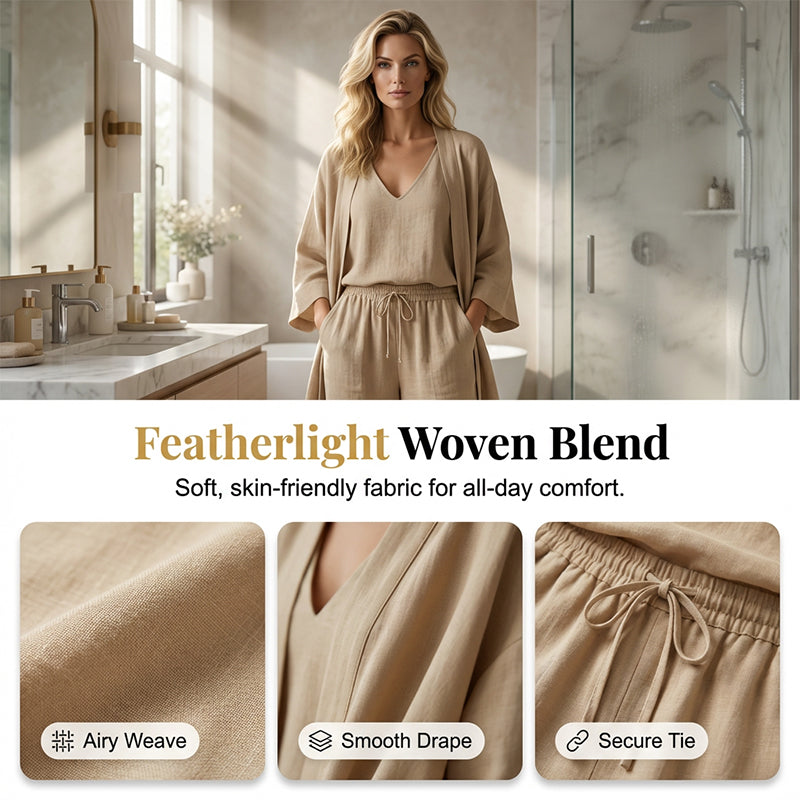 🧥Ensemble élégant pantalon à jambes larges, haut intérieur et cardigan (3 pièces) 👚👖