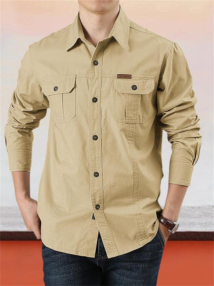 👔 50% DE RÉDUCTION ! ✨🏔️Chemise de Travail en Coton 100% pour Homme – Coutures Doubles, Évacuation d'Humidité 🍂
