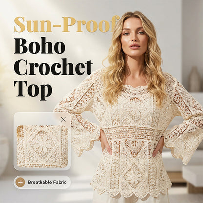 💐58% DE RÉDUCTION ! Chemise Crochet Romantique – Ajouré Délicat & Manches Fluides 🦋✨【Offre Limitée】