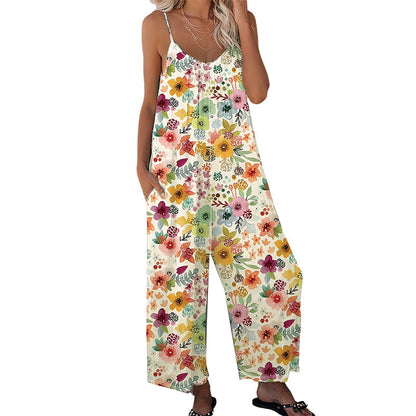 💐50% DE RÉDUCTION ! Combinaison à Jambes Larges Floral – Parfaite pour vos Vacances & Photos 🏖️📸【Prix Exceptionnel】