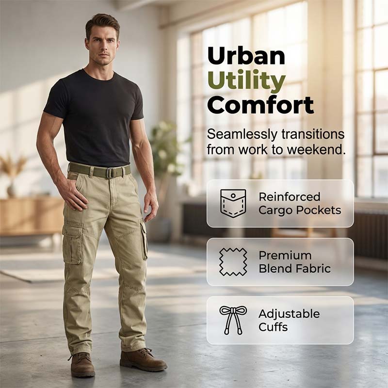 ⏰ 50 % de réduction ! 👖 Pantalon cargo tactique classique pour homme – Multi-poches, durable, poignets réglables 🔧