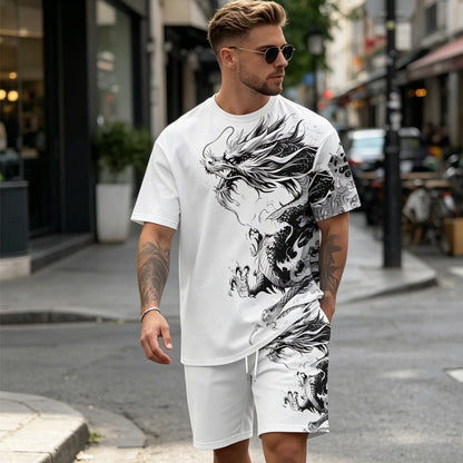 🌿Ensemble T-Shirt & Short Homme ✅ Imprimé Graphique & Coupe Confort | Léger et Tendance 👕🔥