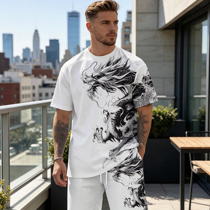 🌿Ensemble T-Shirt & Short Homme ✅ Imprimé Graphique & Coupe Confort | Léger et Tendance 👕🔥