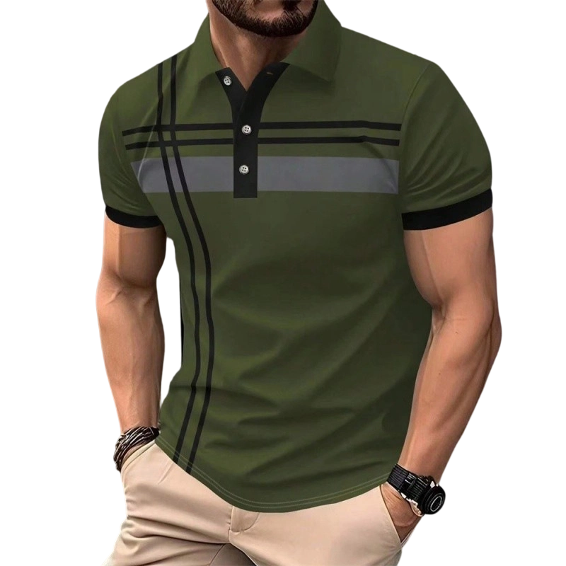 👕🌊 PROMO FLASH 50% ! Haut Homme à Manches Courtes Rayé – Col Claudine, Tissu Polyester Respirant & Infroissable, Coupe Ajustée Sportive, 5 Couleurs, Parfait pour l'Été & le Quotidien ✨