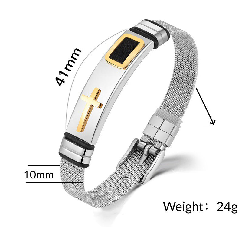 ✝️ PROMO LIMITÉE 50% DE RÉDUCTION ! ✨ Bracelet Croix Acier Inoxydable Homme – Durable, Réglable ✨