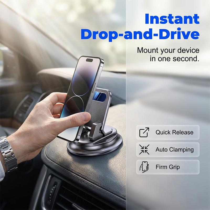 🎯 -50% SUR TOUT LE STOCK ! Support Téléphone Rotatif – Fixation Solide sur Tableau de Bord, Caoutchouc Haute Adhérence 🧭🔄 【Qualité Garantie】