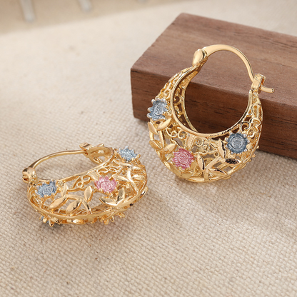 🌙 Boucles d'Oreilles Croissant – Plaqué Or, Émaillées et Filigrane — Promo limitée à 50% ✨